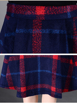 British Plaid Pattern High Waist Skirt