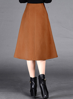 Vintage Brown Irregular Patch A-line Skirt