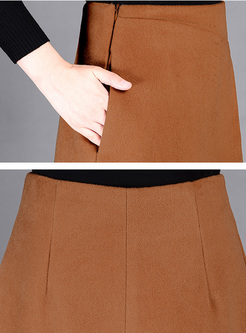 Vintage Brown Irregular Patch A-line Skirt