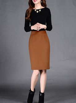 Work Stylish Thick Slim Knee-Length Skirt