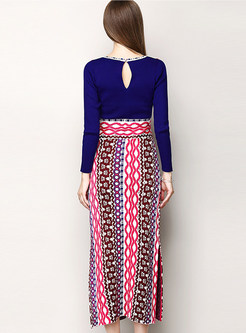 Multicolor Long Geometric Jacquard Knitted Dress