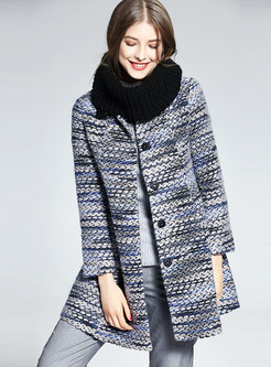 Multicolor Slim Singe-breasted Wool Coat