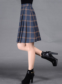 Checkered Asymmetric Knee-Length Skirt