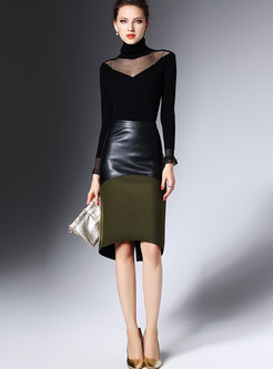 Chic Hit Color Stitching Slim Bodycon Skirt