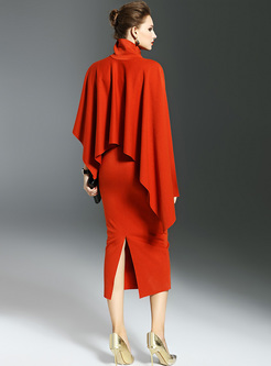 Fashion Orange Asymmetric Skinny Two-piece Outfits