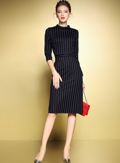 Casual Stripe Slim Bodycon Dress
