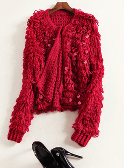 Fashion Loose Pure Color Zip-Up Sweater
