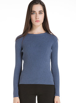 Slim O-neck Pullover Knit Sweater
