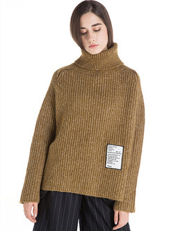 Turtle Neck Loose Brief Thick Sweater