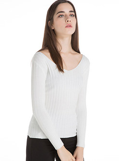 Brief V-neck Hollow-outed Sweater