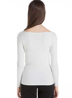 Brief V-neck Hollow-outed Sweater
