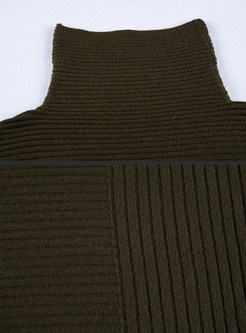 Turtle Neck Long Striped Loose Knit Dress