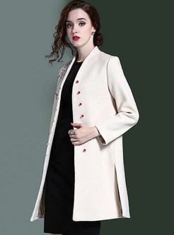 Singe-breasted Embroidery Temperament Coat