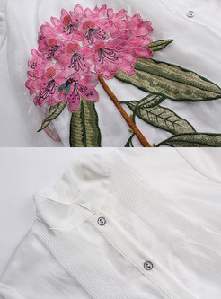 Plus Size Short Sleeve Embroidered Mini Dress