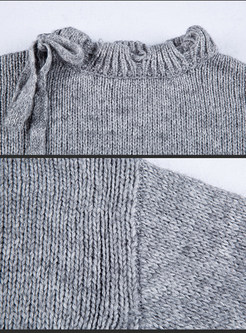 Asymmetric Lace-up Broken Hole Knit Sweater