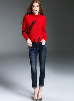 Brief Hit Color O-neck Sweater