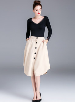 Fashion A-line Pure Color Skirt