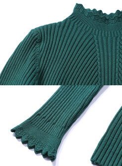 Bat Sleeve Turtle Neck Knit Sweater