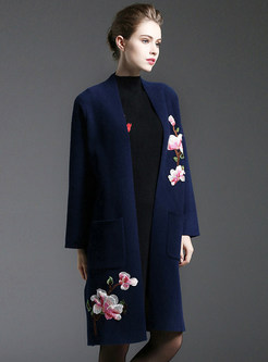 Cardigan Embroidery Thick Loose Coat
