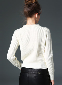 Sweet Pure Color O-neck Sweater
