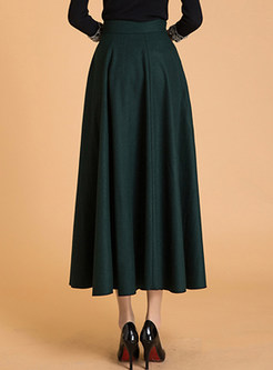 Retro Flounced A-line Woolen Expansion Skirt