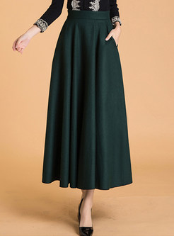 Retro Flounced A-line Woolen Expansion Skirt