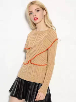 Stylish Asymmetric Patch Knitted Sweater
