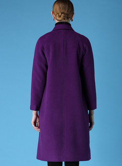 Elegant Wool Loose Stand Color Coat