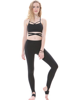 Brief High-Waist Solid Color Sport Pants