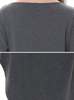 Patch Plus Size Asymmetric Casual T-Shirt