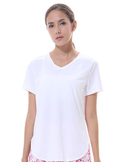 V-Neck Short Sleeve Loose Breathable T-Shirt