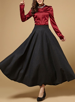 Thick Woolen Expansion Zipper Skirt