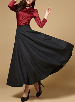 Thick Woolen Expansion Zipper Skirt