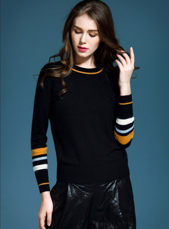 Slim Color-matched Stripe Knitted Sweater