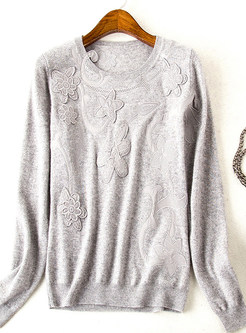Fashion O-neck Print Pullover Sweater