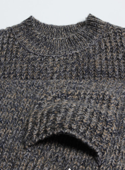 Long Split-side Pocket Patch Thick Sweater