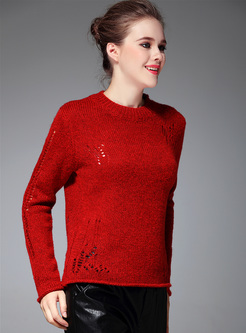 Loose Pure Color O-neck Pullover Sweater