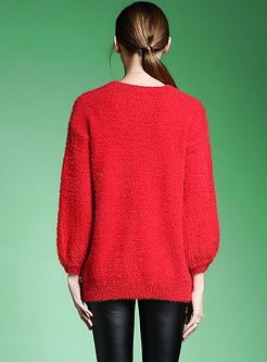 Loose Lantern Sleeve Thick Knitted Sweater