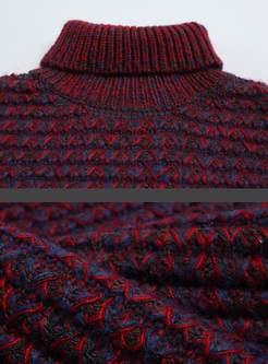 Loose Crochet-paneled Split Long Thick Sweater