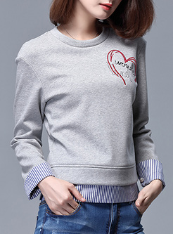 Causal Shirt-patched Pullover Thick Sweatshirt