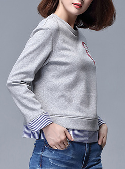 Causal Shirt-patched Pullover Thick Sweatshirt