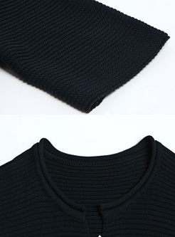 Brief Pure Color Pocket Patch Zip-up Sweater