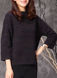 Brief Pure Color Pullover Sweater