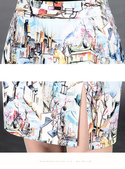 Retro Floral Print One-step Skirt
