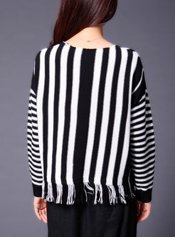 Chic Loose Stripe V-neck Sweater