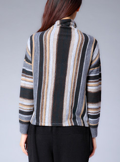 Fashion Turtle Neck Stripe Sweater