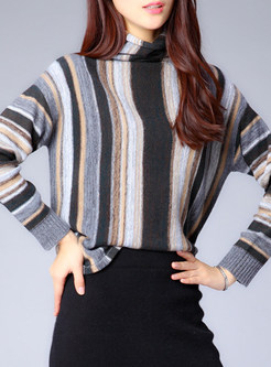 Fashion Turtle Neck Stripe Sweater