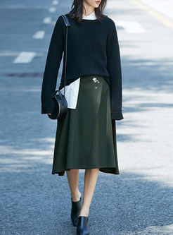 High-Waist Embroidery Asymmetric Stylish Skirt