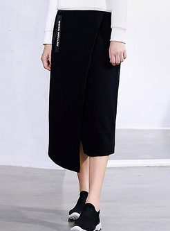 Casual Zipper Asymmetric Wool Stylish Skirt