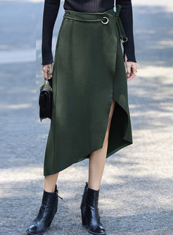 Stylish Asymmetric Vintage High-Waist Skirt